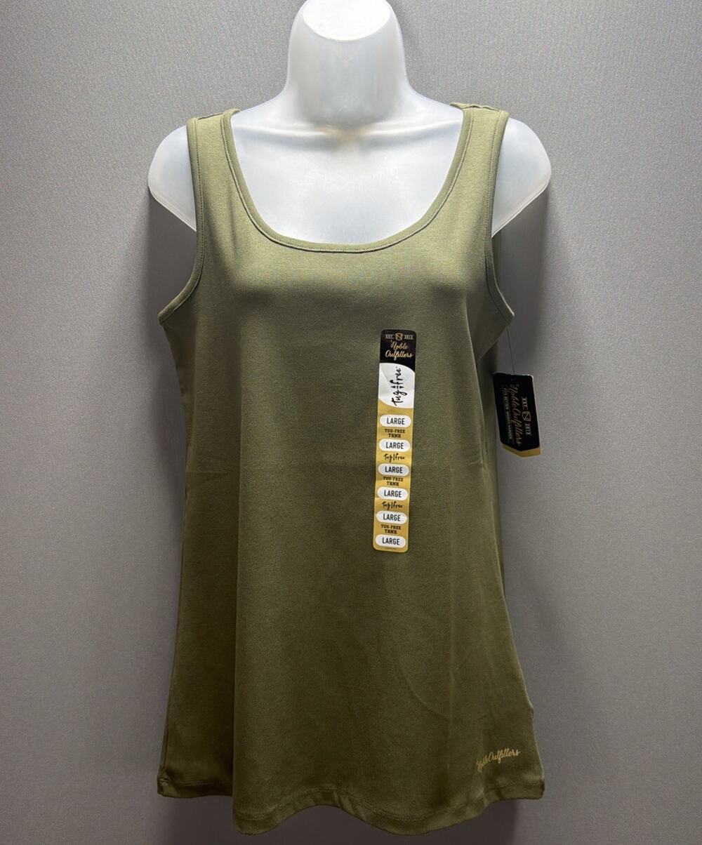 NWT Noble Outfitters Tank Top Women's Sz L Olive Tug Free Stretch